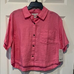 Athleta Retreat Linen Shirt m NWT
